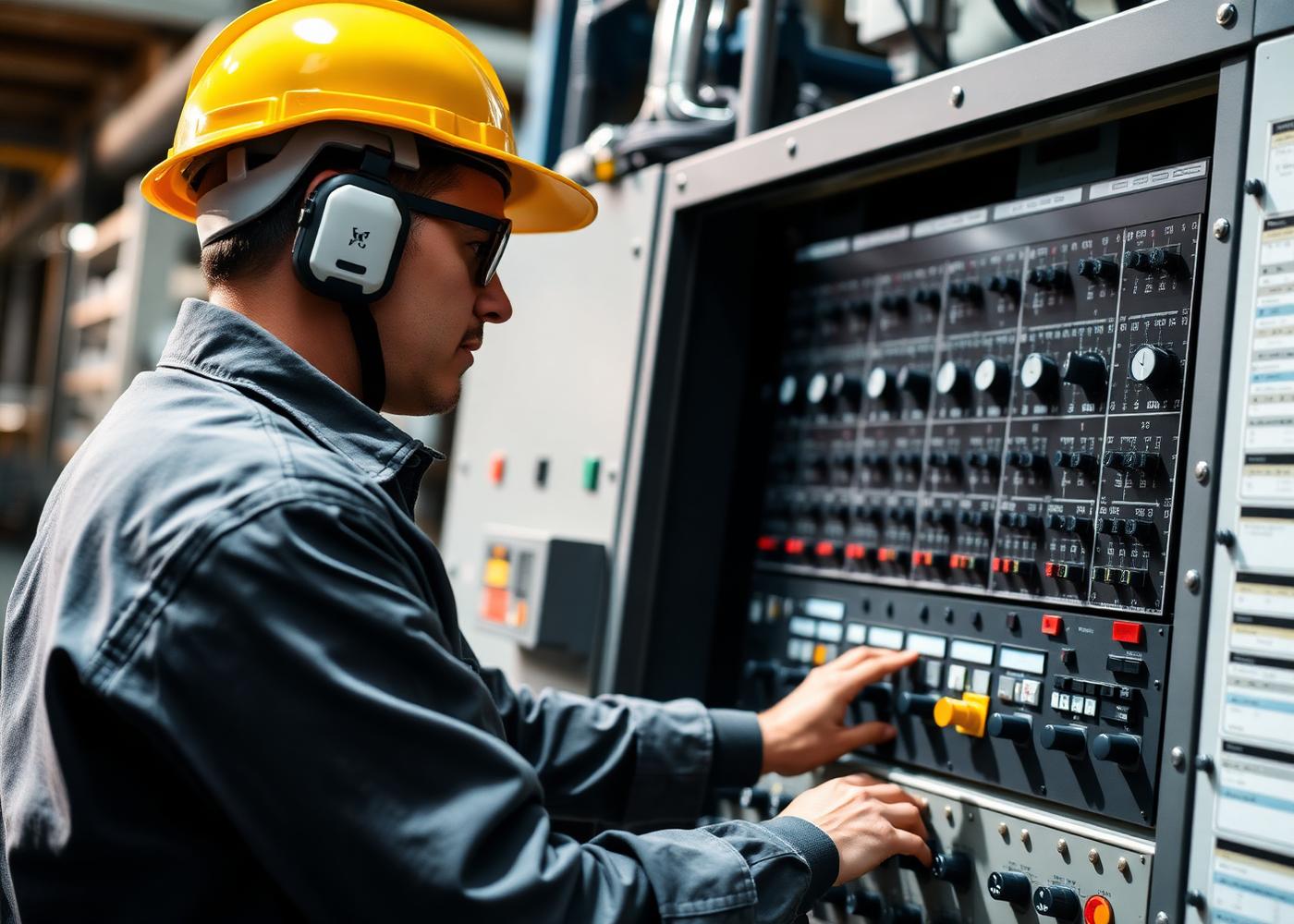 Electrical engineer working on an industrial control panel